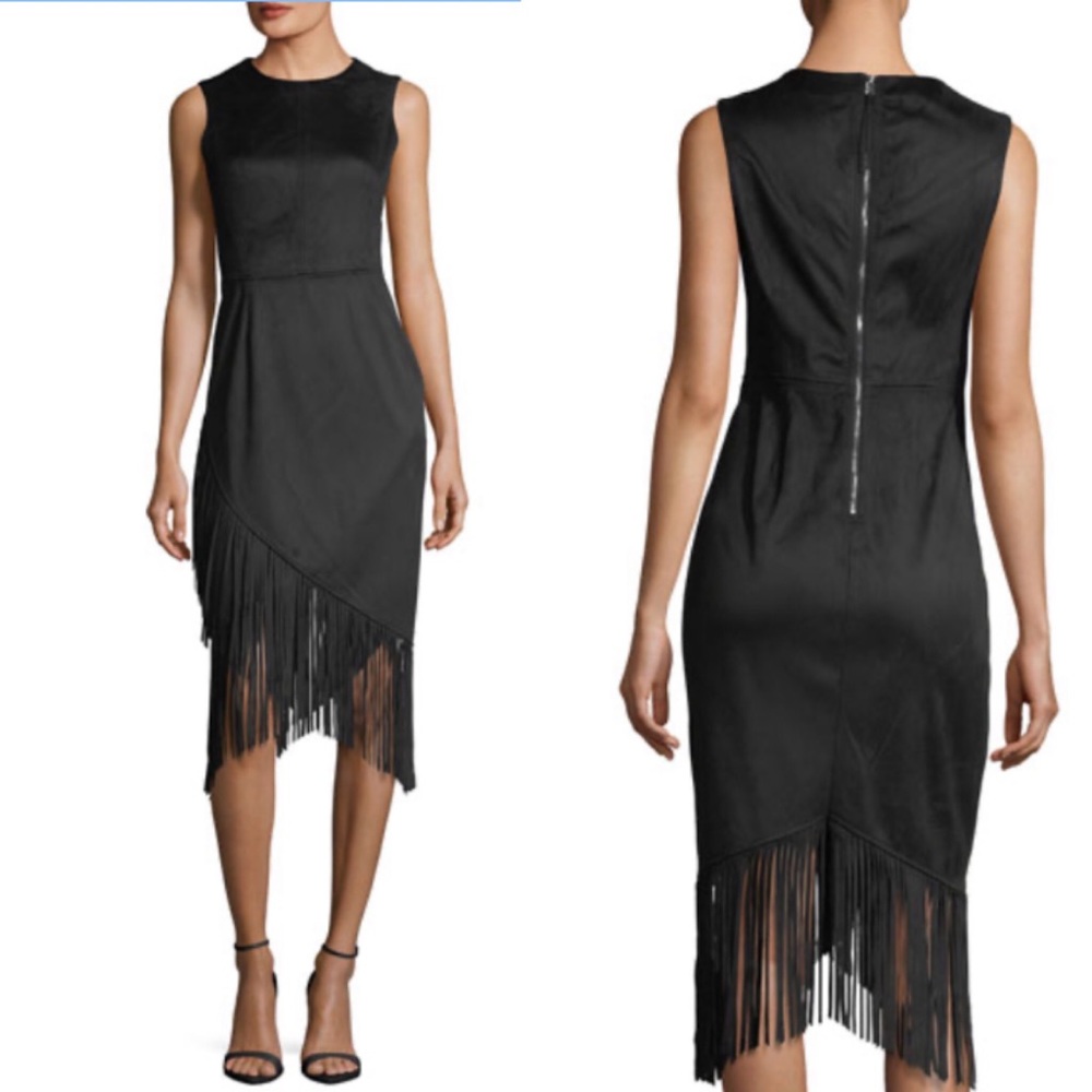 Rachel Roy criss cross faux suede Fringed dress